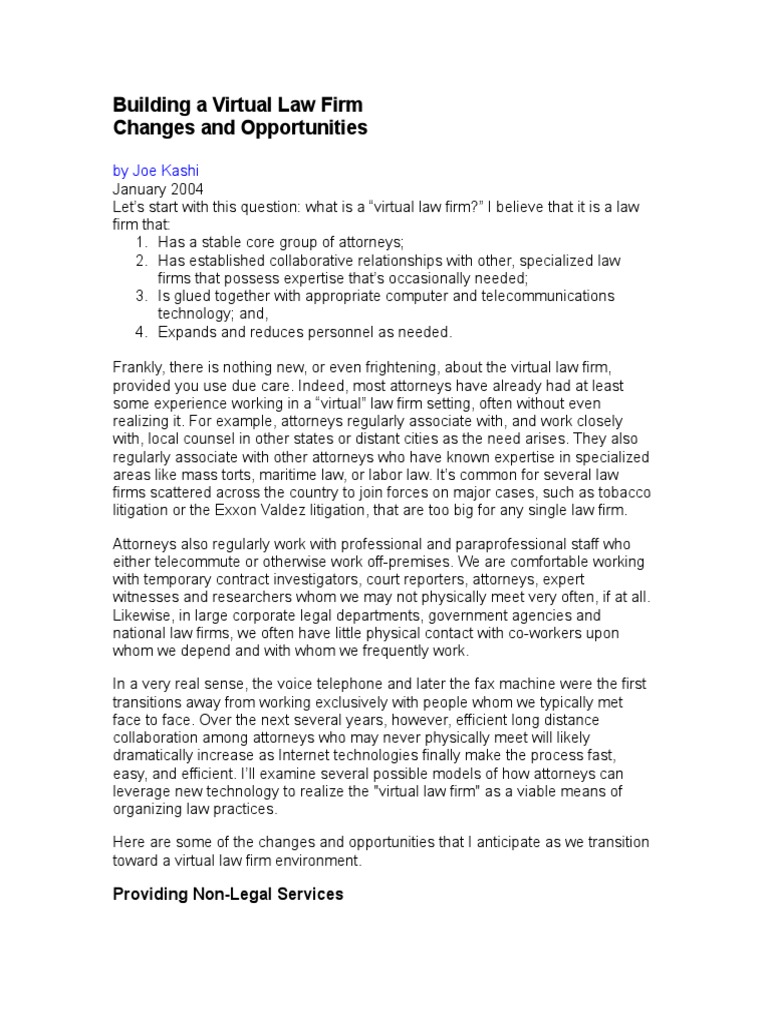 Virtual Law Firms: A New Era for Lawyers | PDF | Law Firm | Lawyer