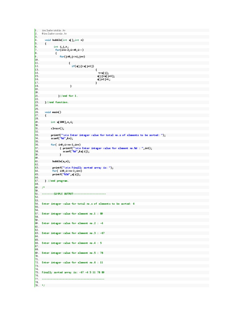 C Bubble Sort Implementation | PDF | Teaching Methods & Materials ...