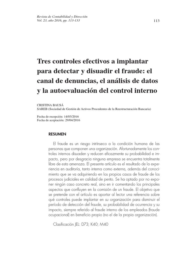 Controles para Prevenir el Fraude Interno | PDF | Anonimato | Contabilidad