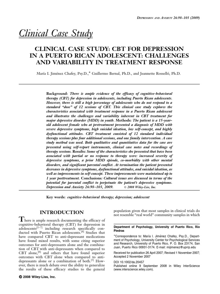 Childhood Depression Case Study