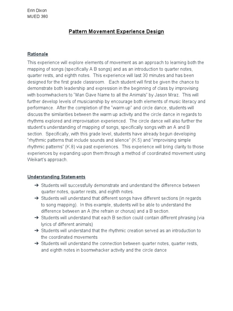 Pattern Movement Design 1 | PDF | Dances | Rhythm