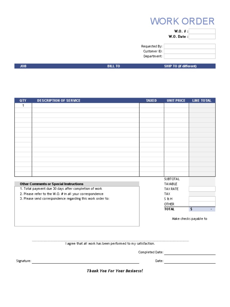 Work Order: JOB Bill To SHIP TO (If Different) | PDF | Services ...