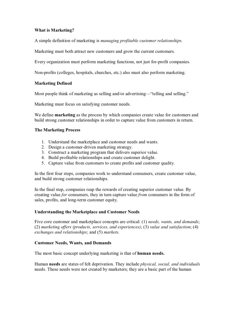 Core Marketing Principles Overview | PDF | Customer Satisfaction ...