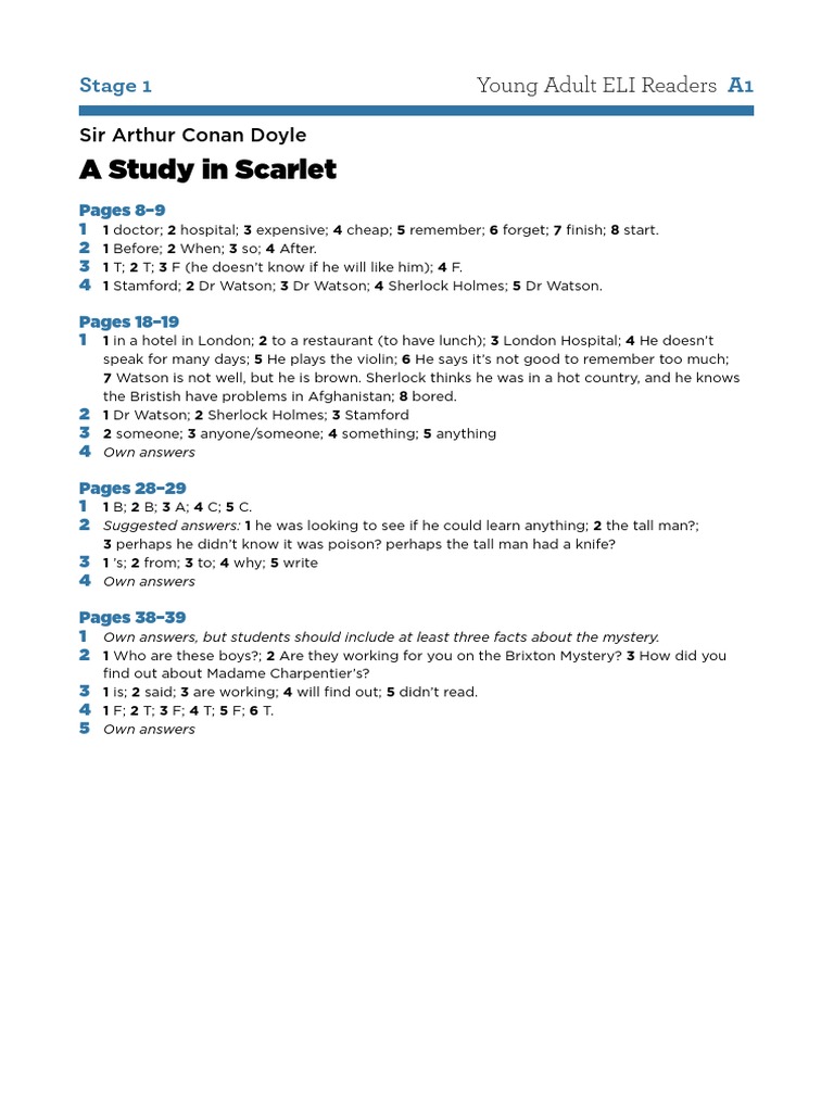 A Study in Scarlet Summary | PDF | Dr. Watson | Detective Fiction