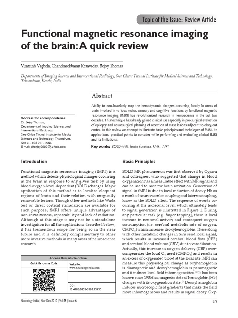 Fmri A Quick Revision Pdf Functional Magnetic Resonance Imaging