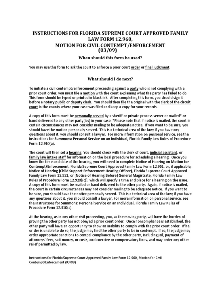 Motion For Contempt/Enforcement PDF Service Of Process Contempt