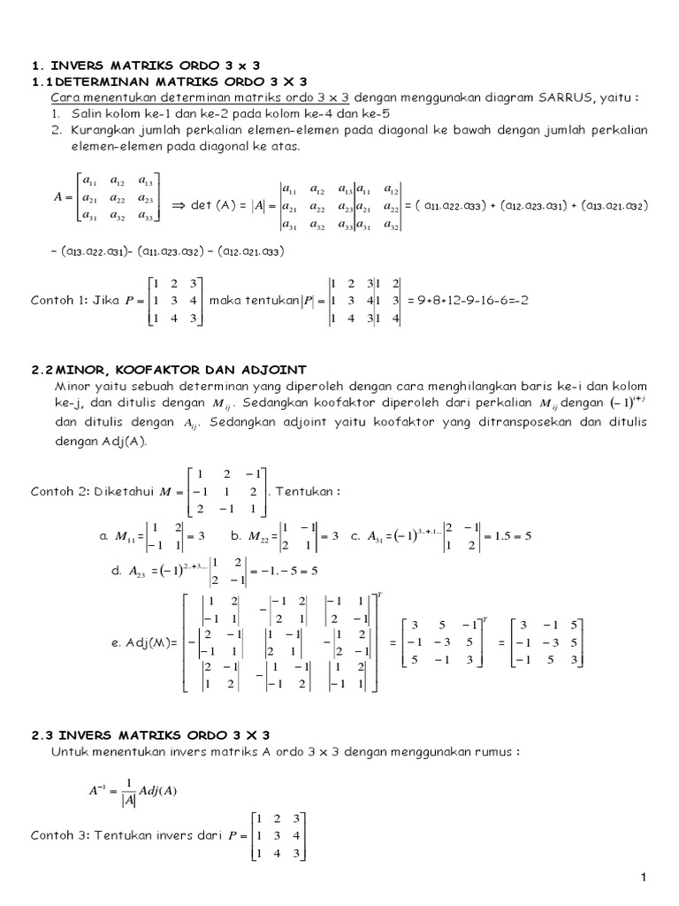 Contoh Soal Determinan Matriks 3x3 | PDF | Metode & Bahan Ajar