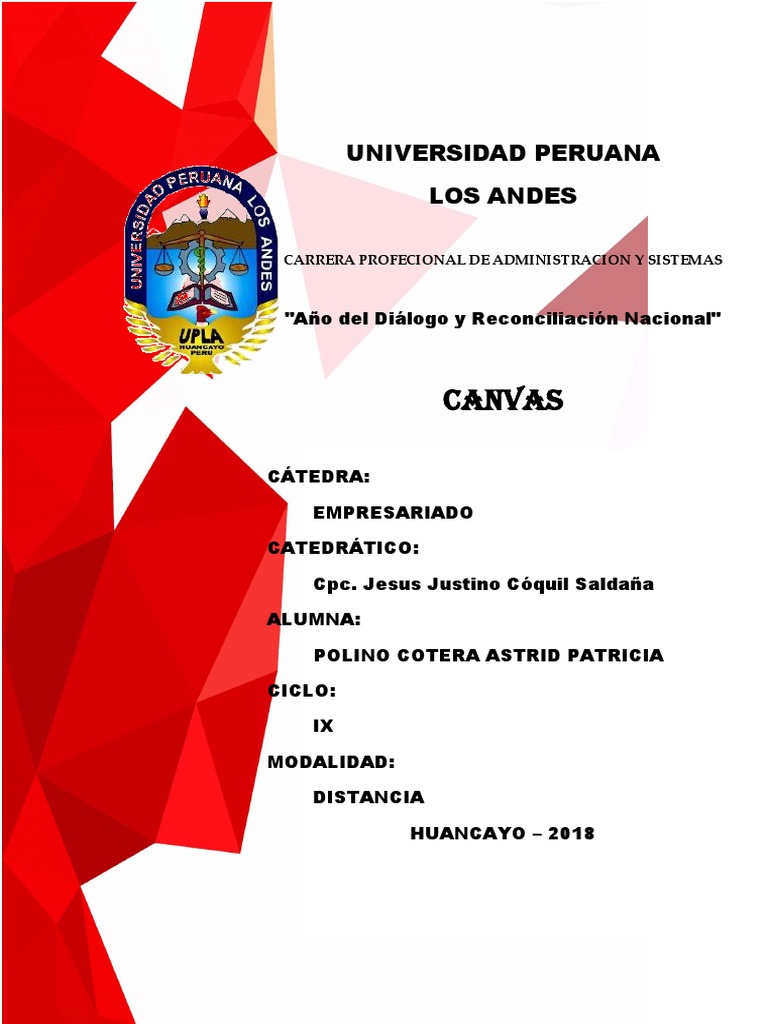 canvas Universidad Peruana Los Andes Producto (Negocio) Negocios