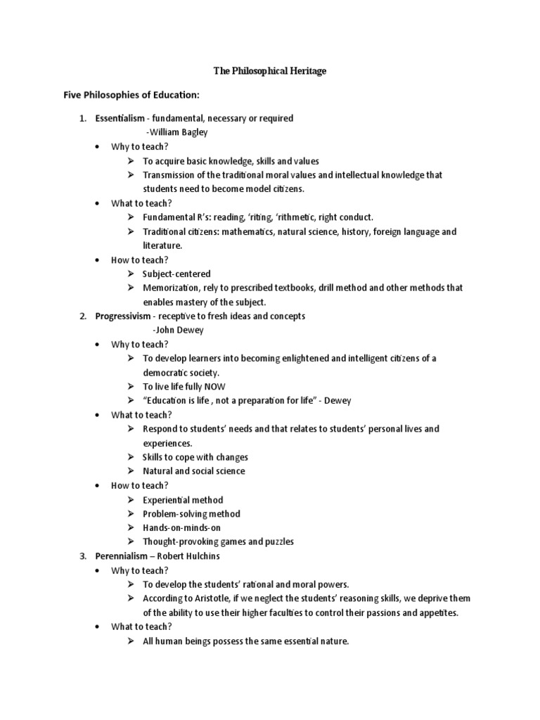 Five Educational Philosophies Explained | PDF | John Dewey | Learning