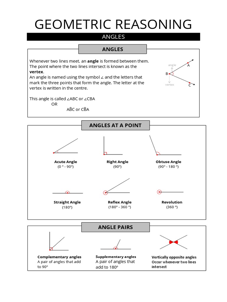 Geometric Reasoning Notes For Year 7 PDF Angle Triangle