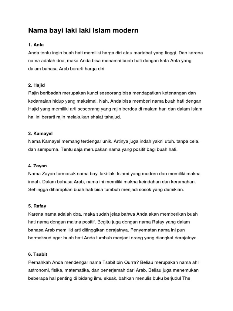Nama Anak Laki Laki Islami Modern 2018 Dan Artinya لم يسبق له مثيل