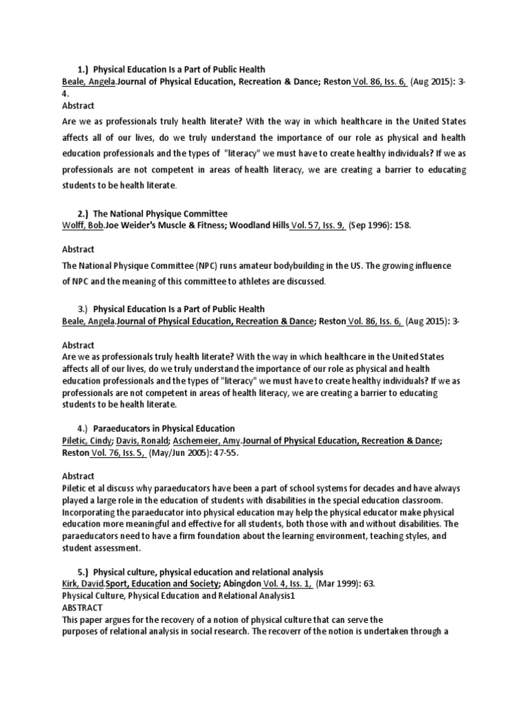 Physical Education Is A Part of Public Health | PDF | Sustainability ...