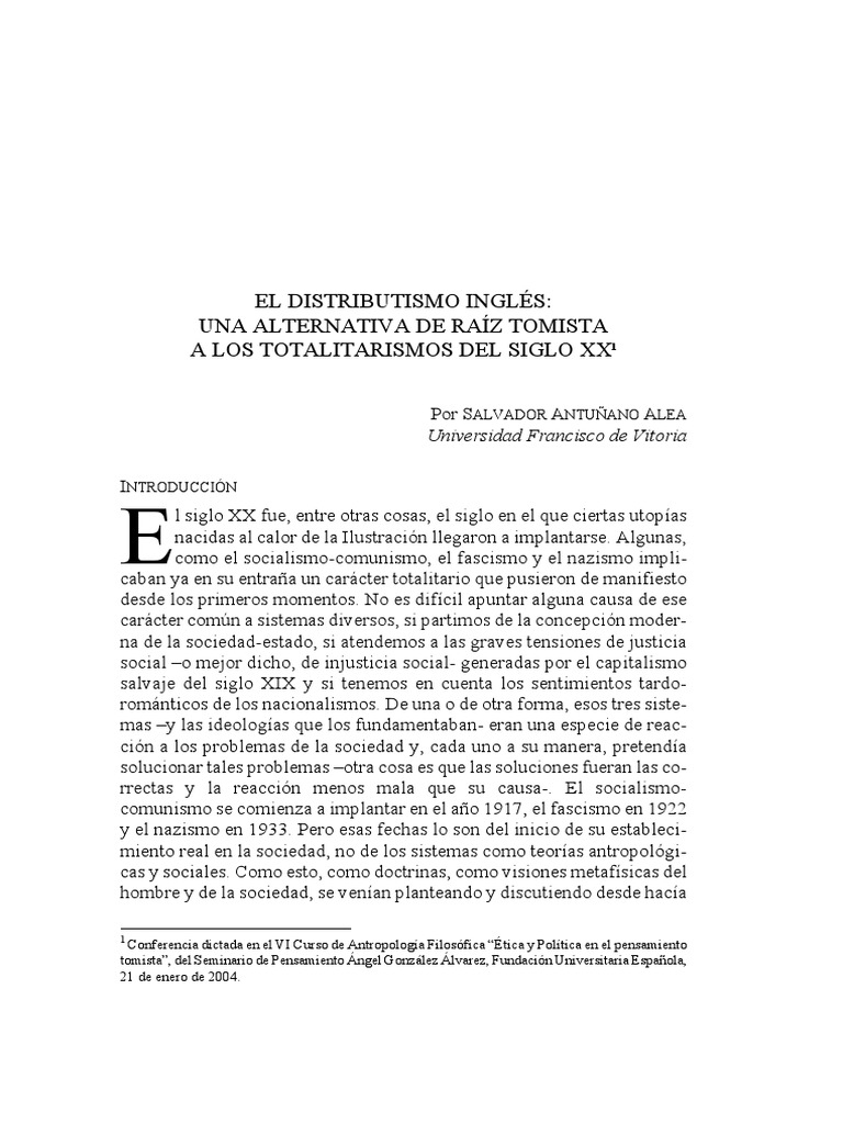 El Distributismo Ingles | PDF | GK Chesterton | Tomás de Aquino