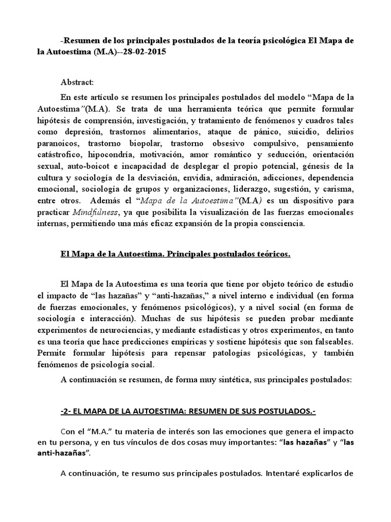 04 Mapa De La Autoestima Febrero 2015 Pdf Autoestima Envidia