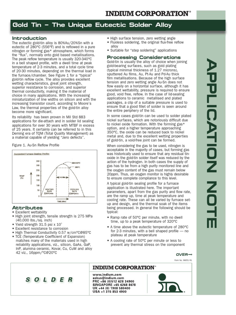 Gold Tin The Unique Eutectic Solder Alloy Solder Metals