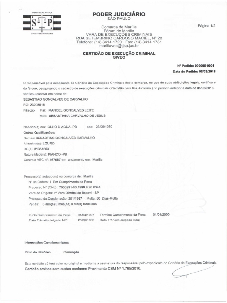 Certidão de Objeto e Pé PDF PDF