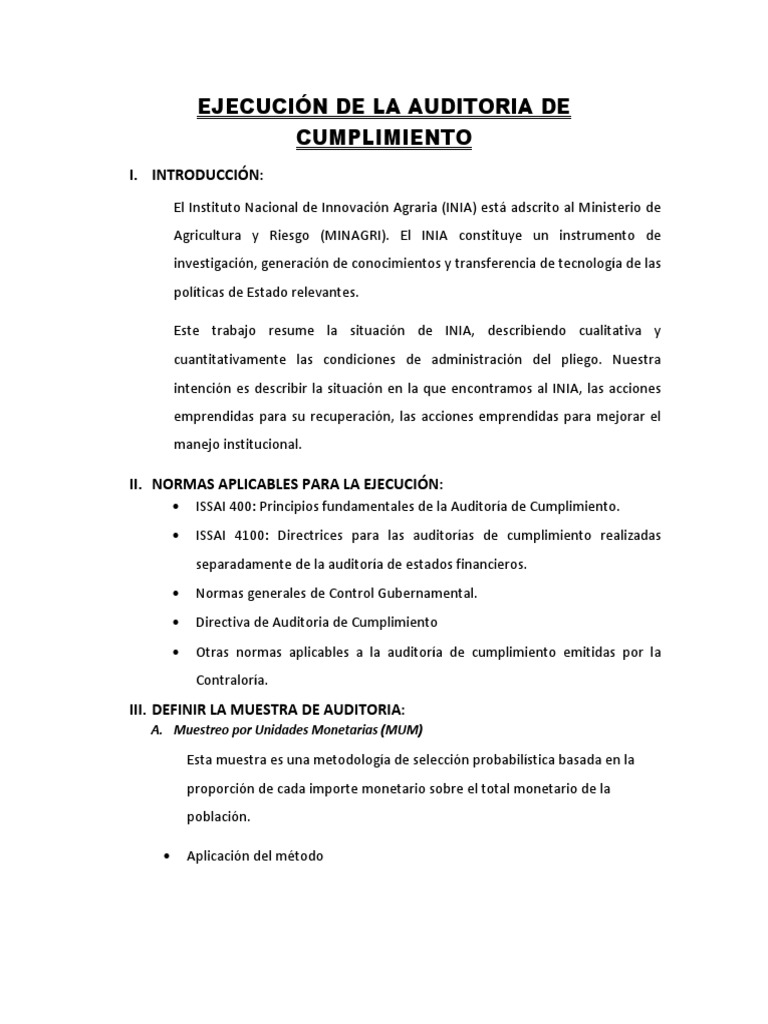 Ejecución de La Auditoria de Cumplimiento | PDF | Presupuesto | Auditoría
