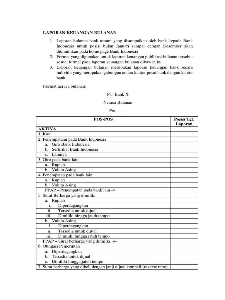 Laporan Keuangan Bulanan