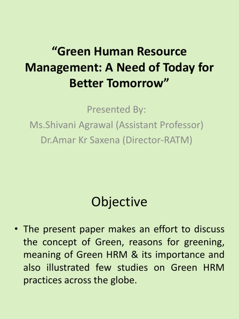 Green Human Resource Management Overview | PDF | Human Resource ...