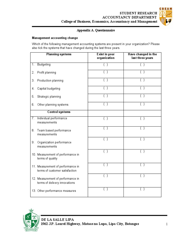 Questionnaire | PDF | Competition | Economics