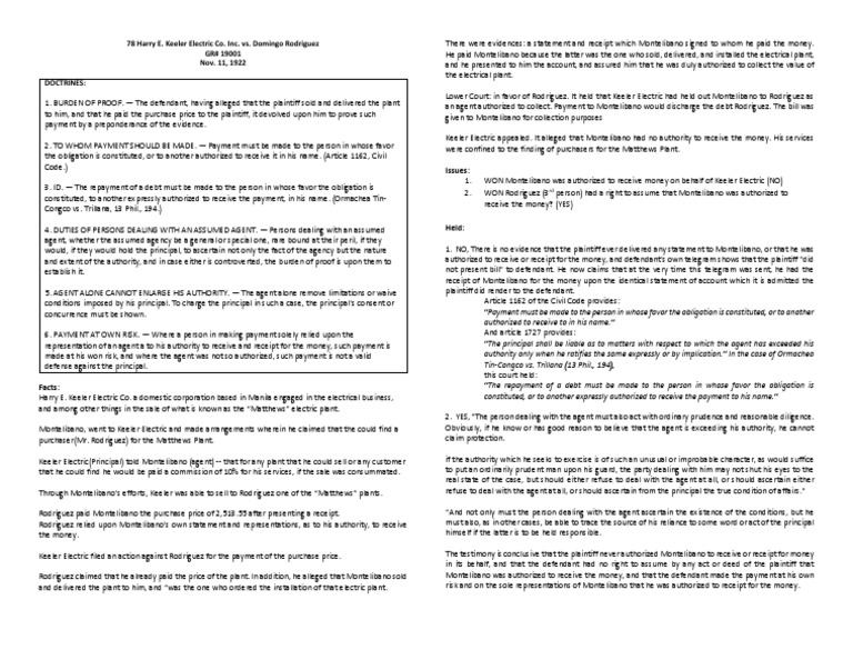 Keeler Electric V Rodriguez Download Free PDF Burden Of Proof (Law