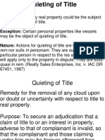 General Rule: Only Real Property Could Be The Subject: Matter of Quieting of Title