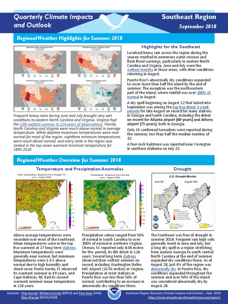 Southeast Climate Outlook Fall 2018 | PDF | Southeastern United States ...