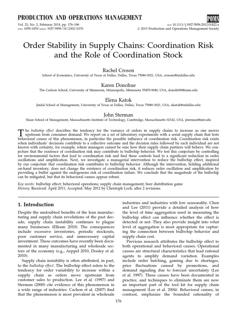 Order Stability 0719 | PDF | Inventory | Risk
