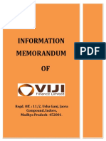Sample Information Memorandum