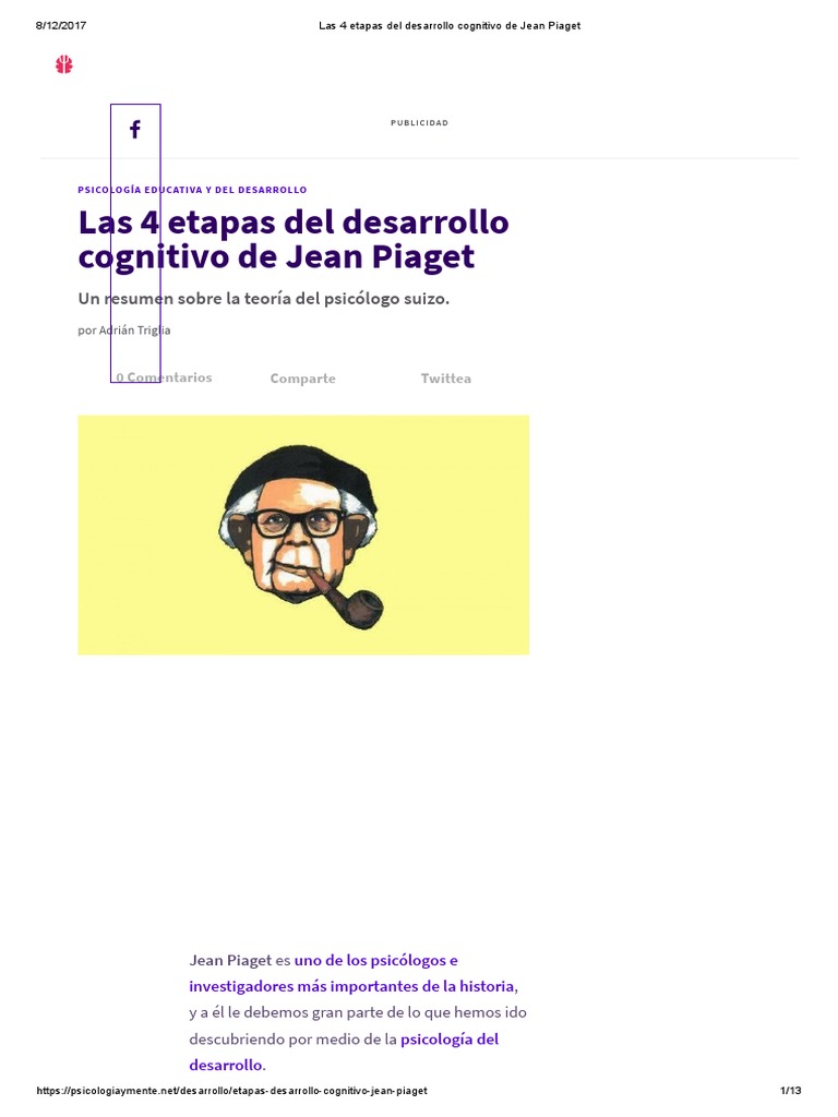 Las 4 Etapas Del Desarrollo Cognitivo de Jean Piaget | PDF | Desarrollo ...