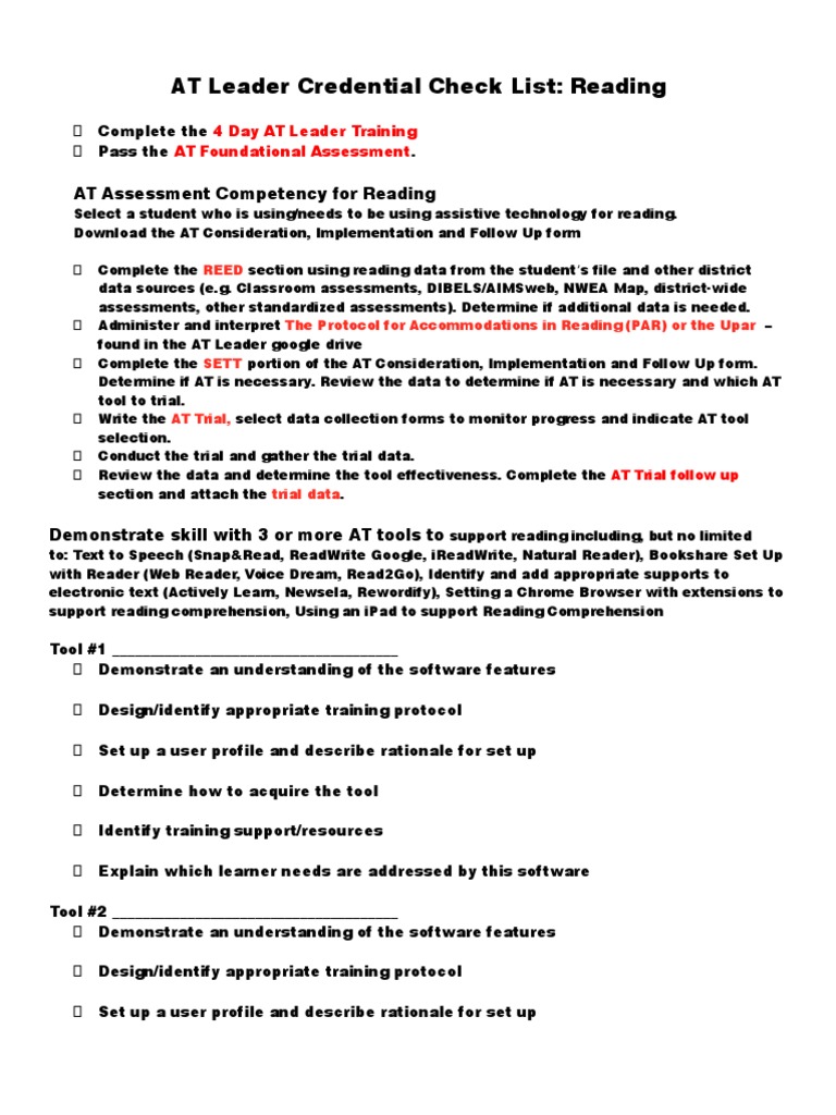 Credential Checklist