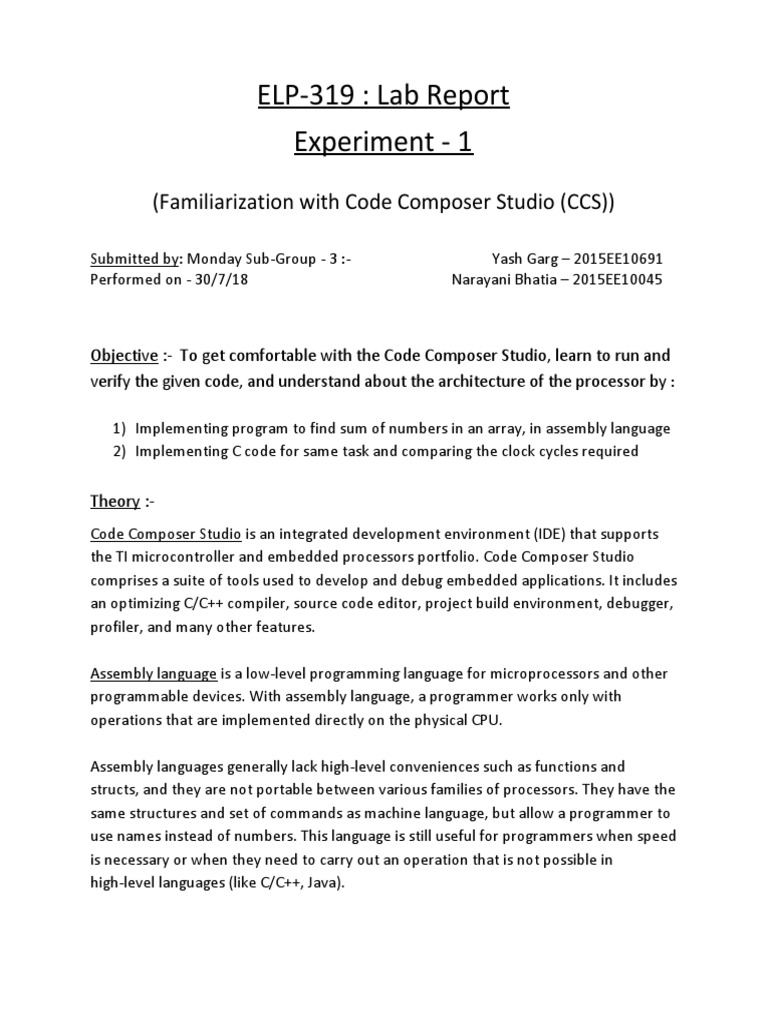 Digital Signal Processing Lab Report 1 PDF C (Programming