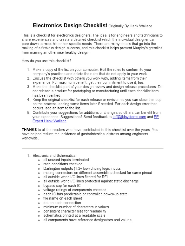 Electronics Design Checklist PDF | Download Free PDF | Printed Circuit ...