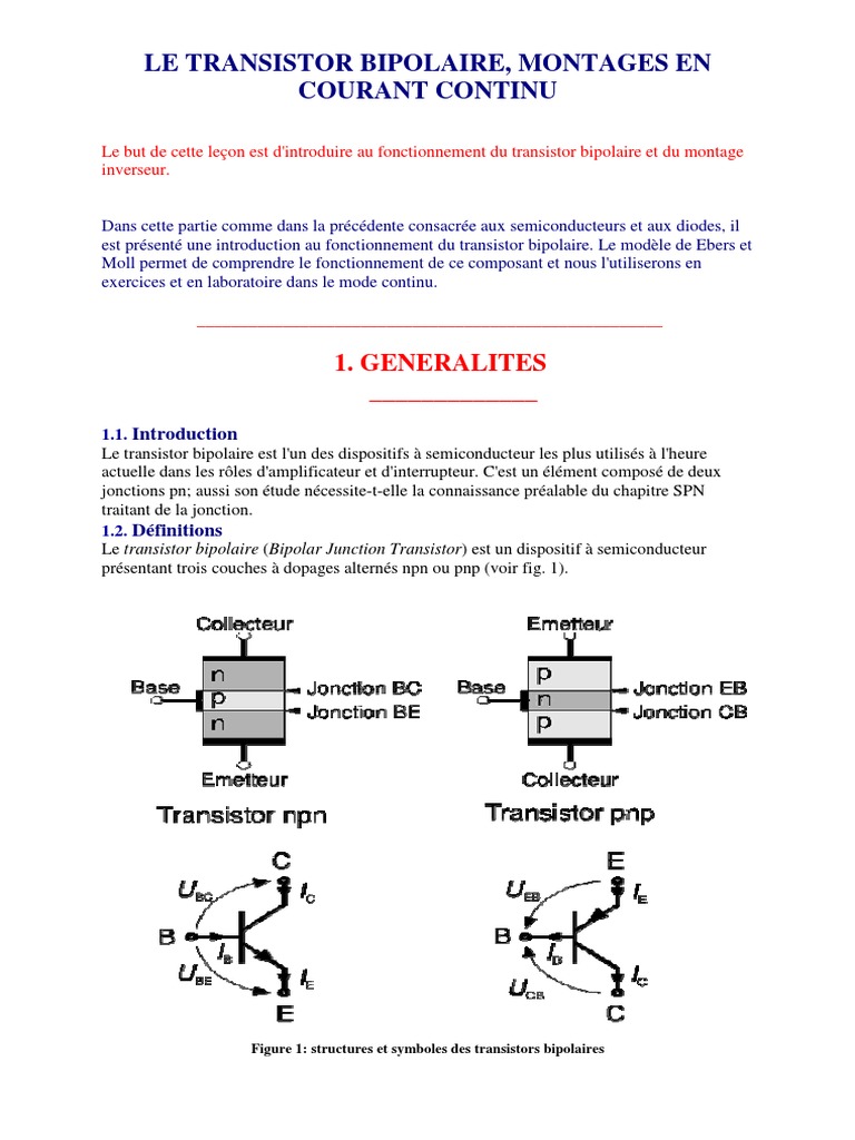 Le Transistor Bipolaire Cours+exercices Corr PDF Transistor
