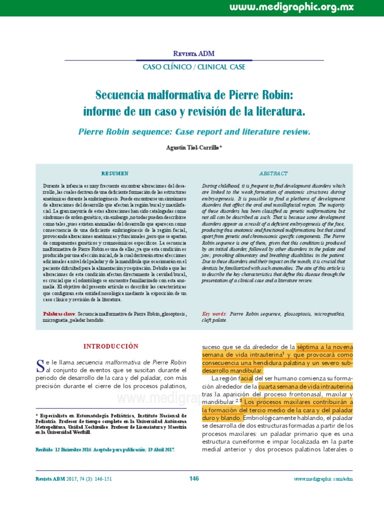 Pierre Robin | PDF | Odontología | Diagnostico medico