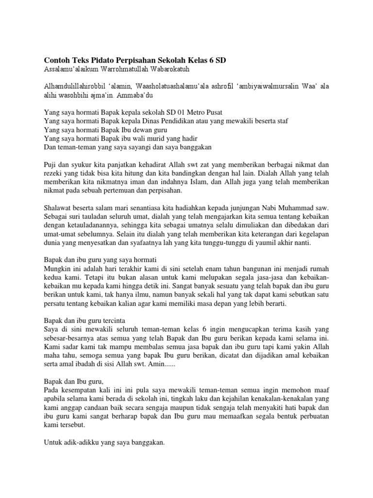 Teks Pidato Birrul Walidain Untuk Sd Teks Teks Pidato