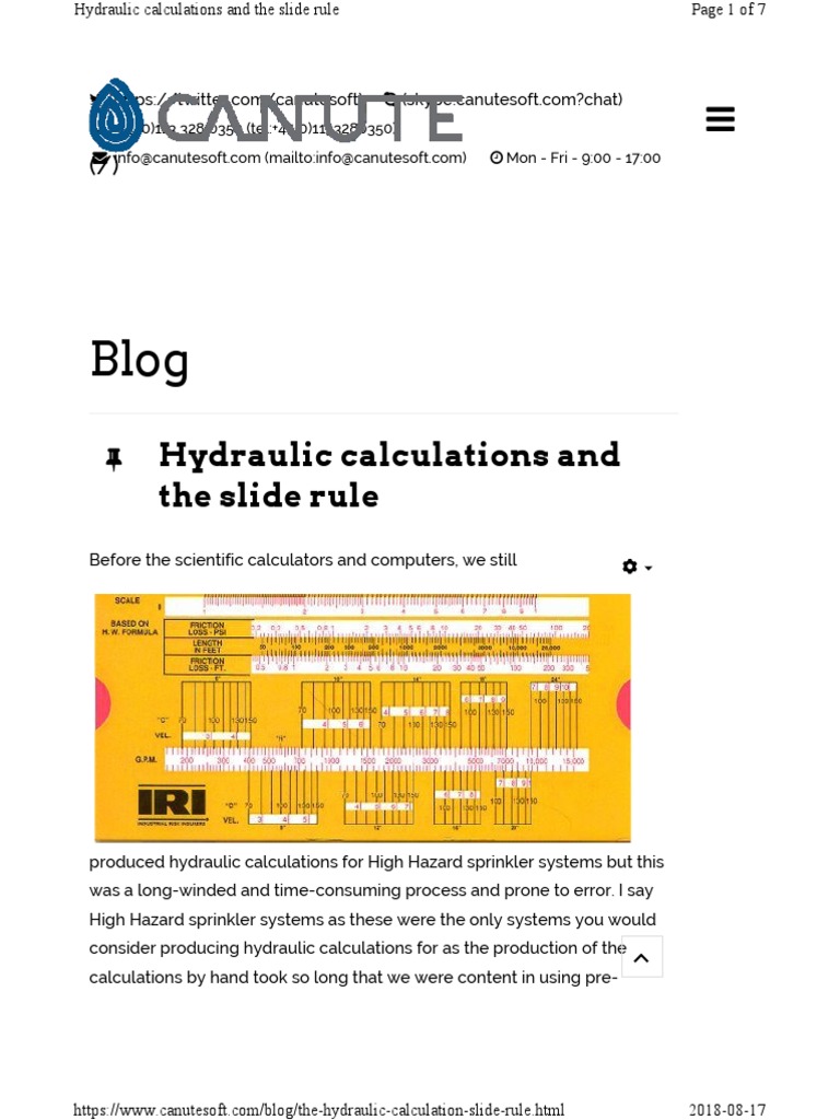 The Hydraulic Calculation Slide Fire Sprinkler System Calculator