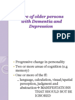 Care of Older Persons With Dementia and Depression