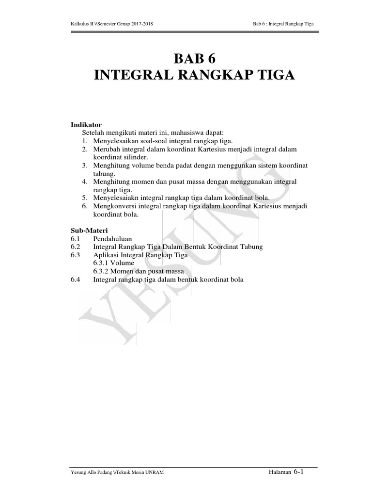 Integral Rangkap Tiga dalam Kalkulus | PDF | Metode & Bahan Ajar
