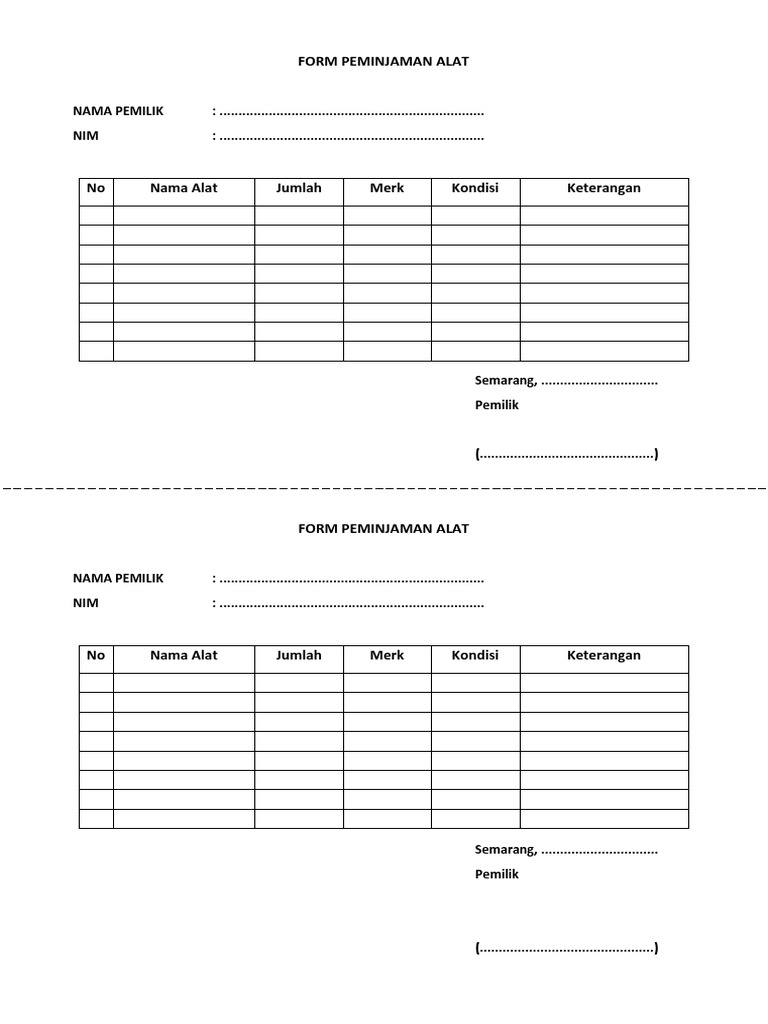Form Peminjaman Barang | PDF
