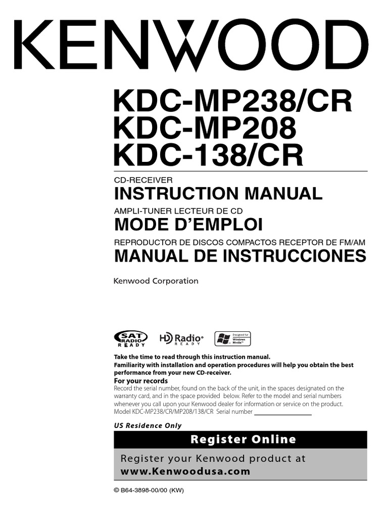 Estereo Kenwood B64-3898-00 - 00 - KW PDF | PDF | Compact Disc | Mp3