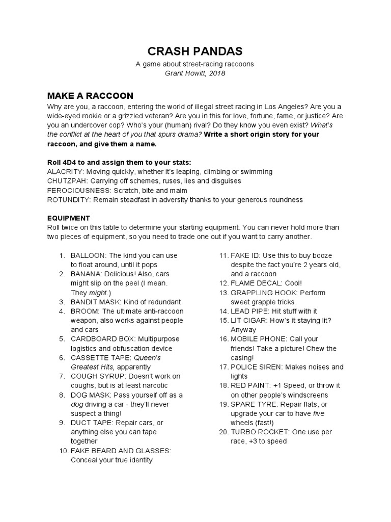 Crash Pandas Text Only PDF Leisure