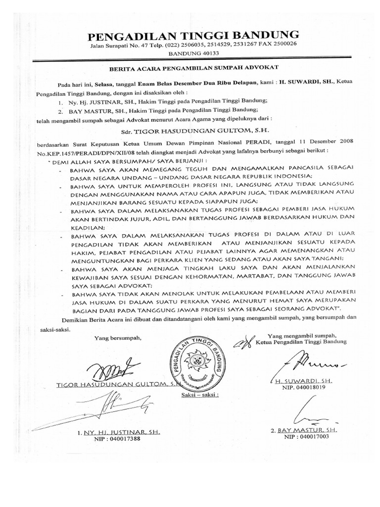 Berita Acara Sumpah
