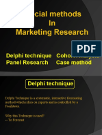 Special Methods in Marketing Research: Delphi Technique Cohort Analysis Panel Research Case Method