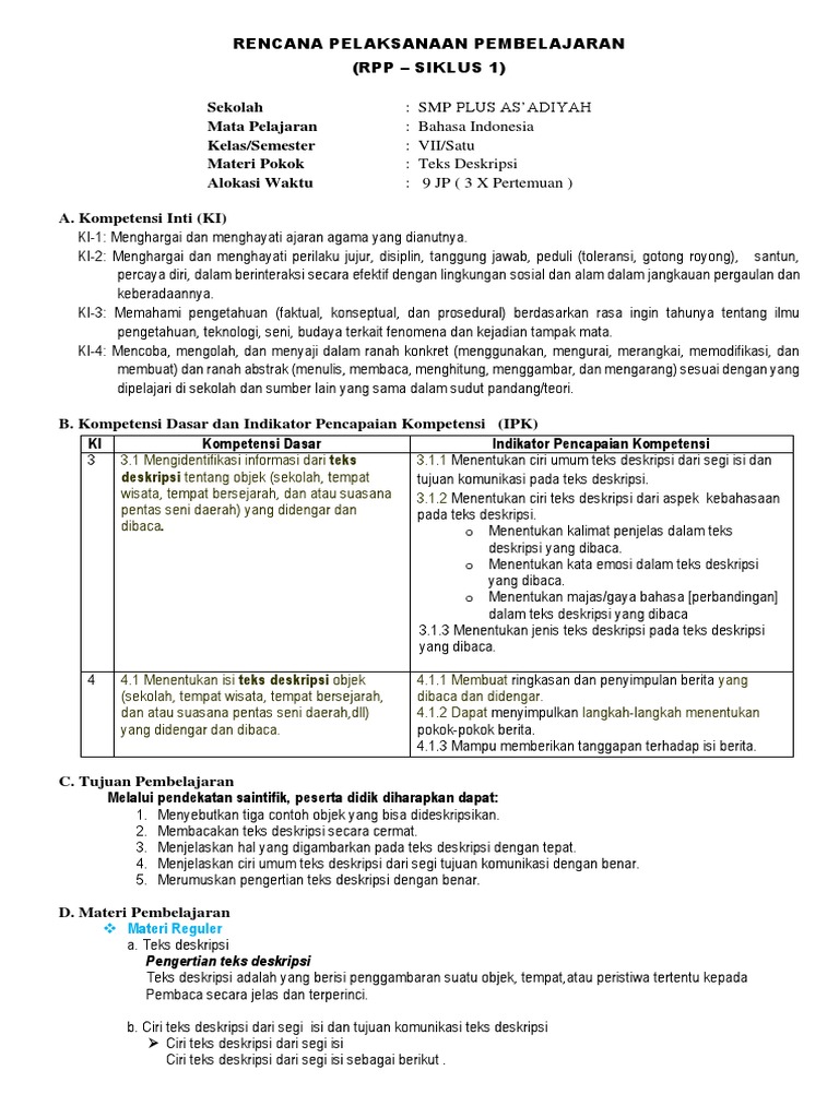 Contoh Teks Deskripsi Kelas