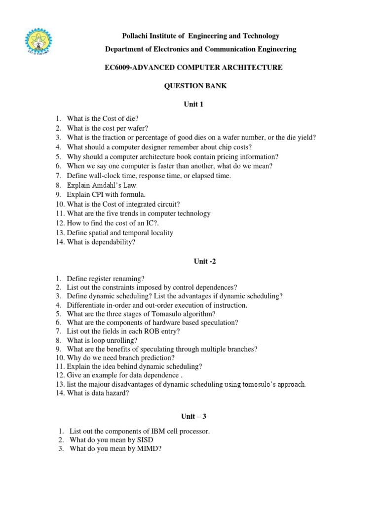 Advanced Computer Architecture Q&A | PDF | Cpu Cache | Central ...