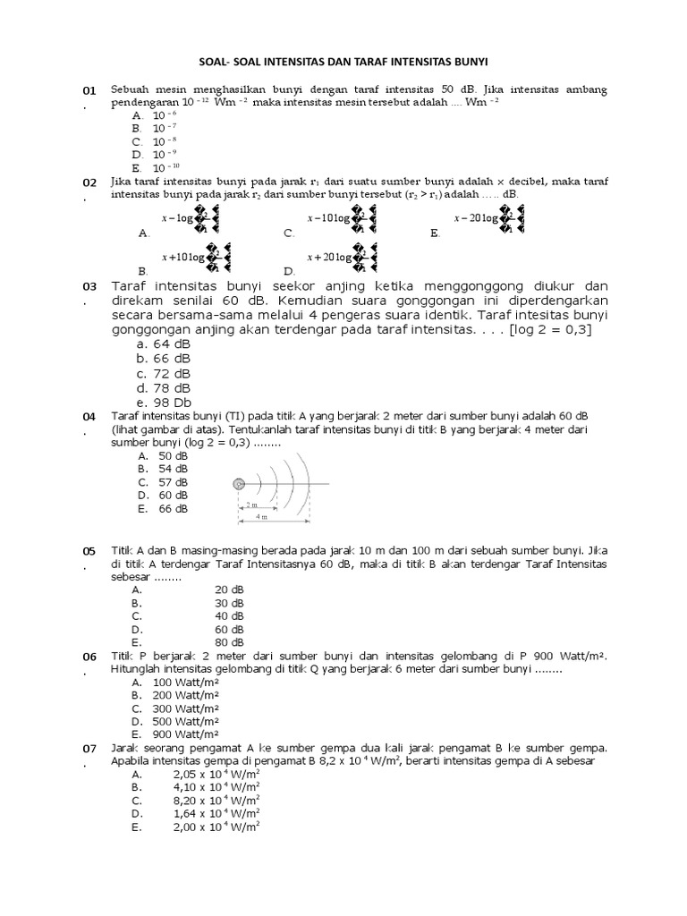 Taraf Intensitas Bunyi Sebuah Mesin Adalah 60 Db Apabila