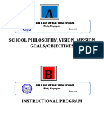 School Philosophy, Vision, Mission Goals/Objectives: Our Lady of Piat High School Piat, Cagayan
