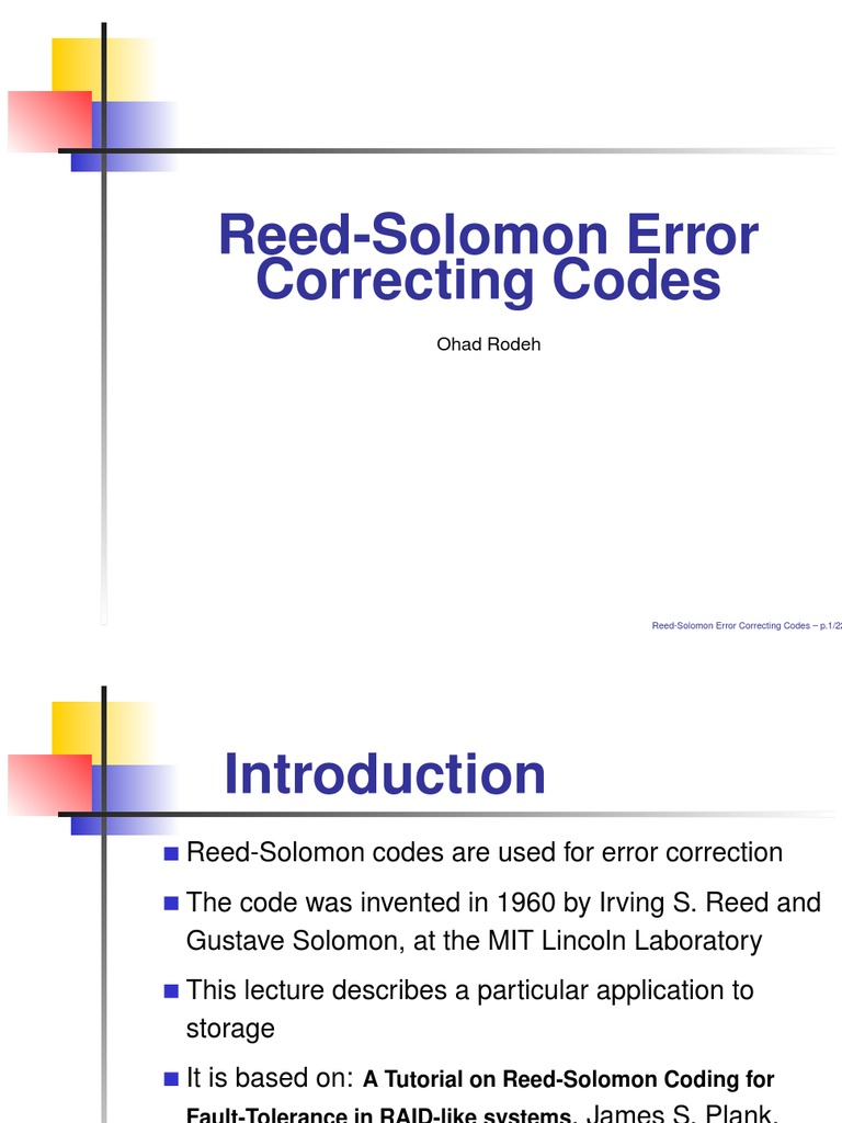 Reed-Solomon Error Correction Overview | PDF