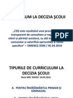 Tipurile de Curriculum La Decizia Scolii 2017-2018